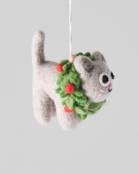 Wrap - Hanging Felt Ornament - Ernest the Cat