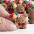 Miniature Flocked Bear with Balloons