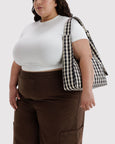 Baggu - Nylon Shoulder Bag - Black and Cream Gingham