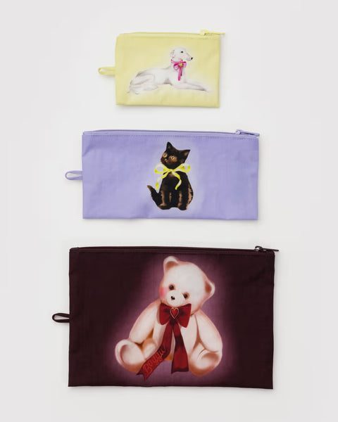 Baggu - Flat Pouch Set - Fancy Animals *PRE-BOOK dispatch after Oct 16th *