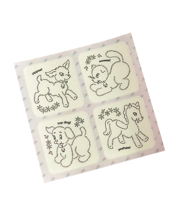 Rodeo Embroidery - Mini Clear Vinyl Sticker Sheet - Farmyard Friends