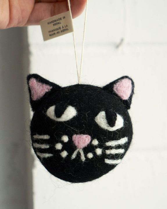 Stay Home Club - Hanging Felt Ornament - Cat Head