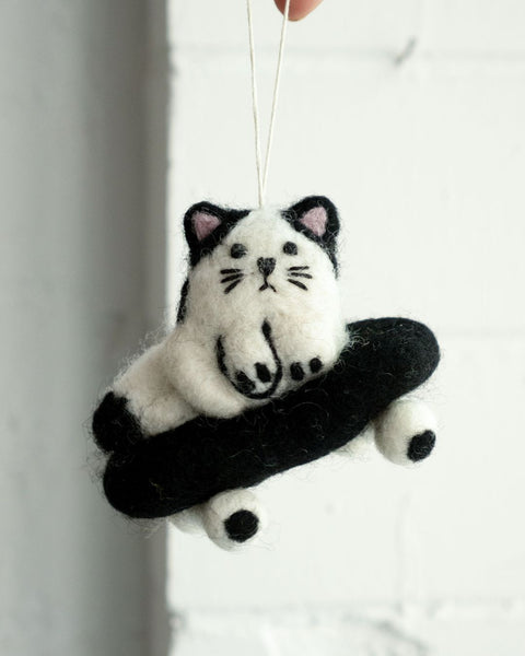 Stay Home Club - Hanging Felt Ornament - Sk8 Cat