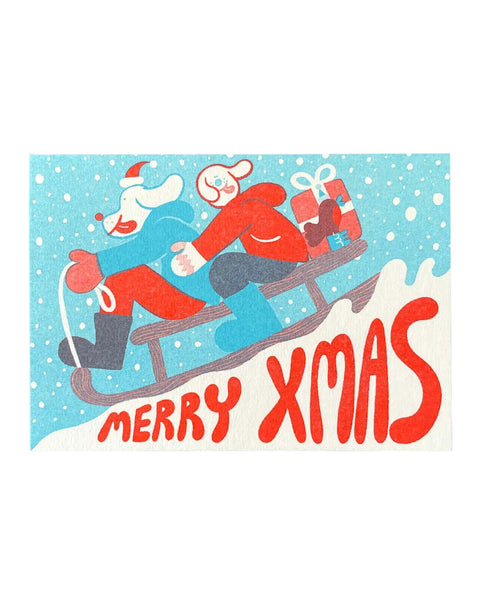 YUK FUN Christmas Card - Merry Xmas Sledgers