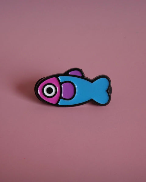 Curlworks - Fish Pin - Blue/Pink
