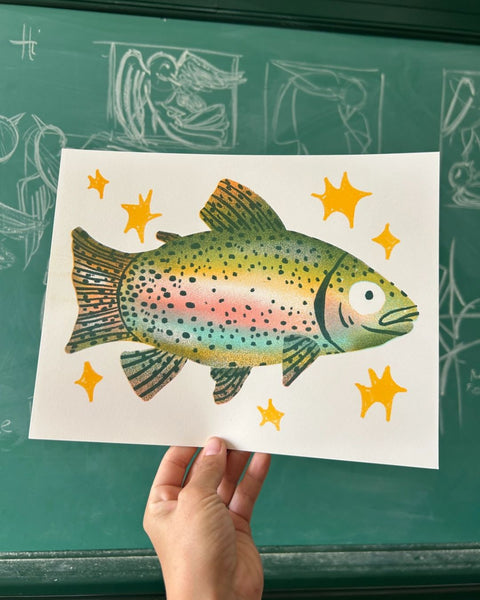 Alex Luciano - Rainbow Trout - Risograph Print