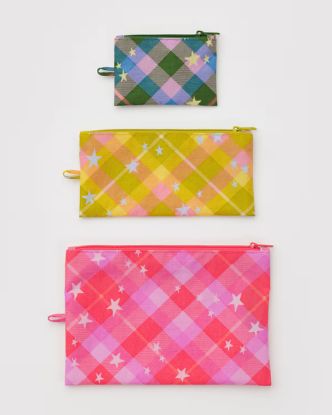 Baggu - Flat Pouch Set - Star Plaid