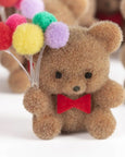 Miniature Flocked Bear with Balloons