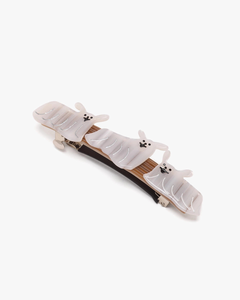 Winona Irene - Barrette Hair Clip - Floof White Dogs