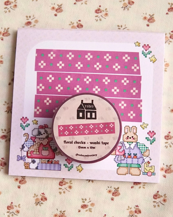 Rodeo Embroidery - Washi Tape - Floral Checks