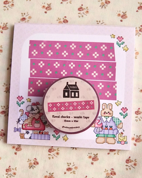 Rodeo Embroidery - Washi Tape - Floral Checks