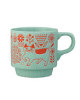 Decole - Walking Cat Mug - Stackable - Flower Garden