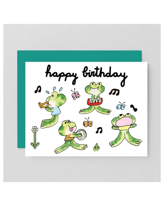 Wrap - Happy Birthday Frog Band Kids Greeting Card