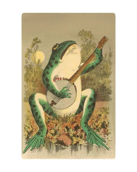 Found Image Press - Frog Playing Banjo in Moonlight Postcard
