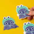 Bromstad Printing Co. - Clear Sticker - Frog Hat Cat