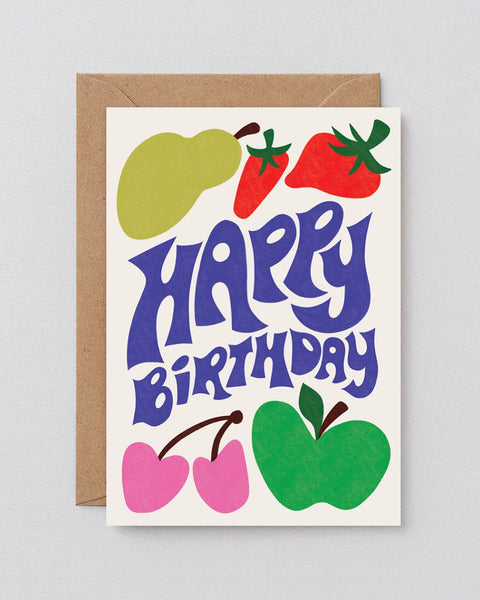Wrap - Happy Birthday Fruit Embossed Greeting Card