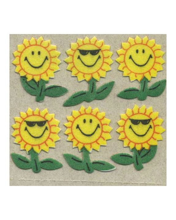 Stickermagic - Furry Tear-off Stickers Square - Smiley Sunflowers