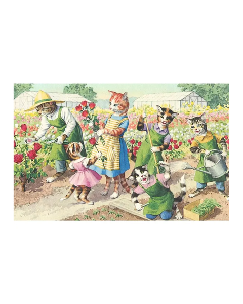 Found Image Press - Crazy Cats in the Garden Postcard