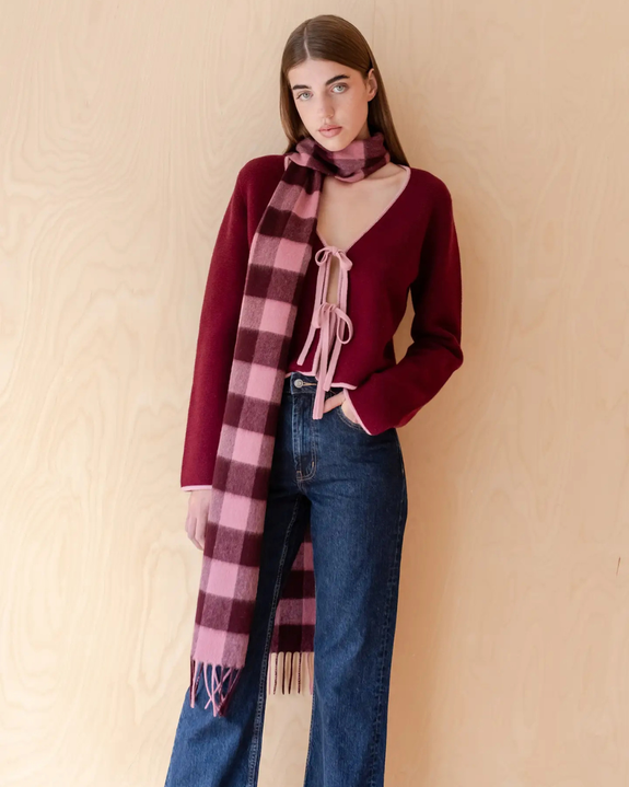 TBCo - Wool Scarf in Berry Gingham