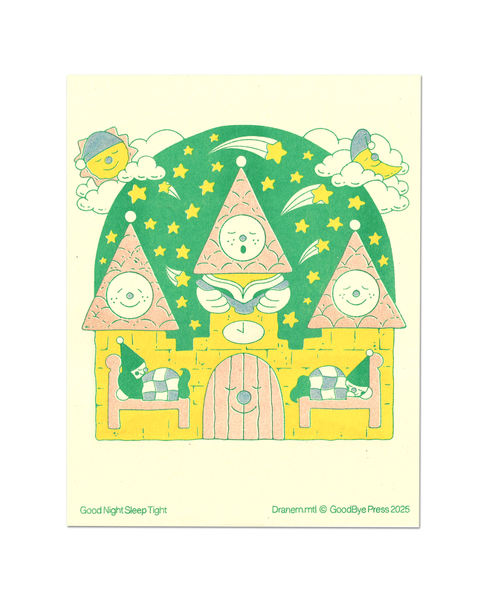 Goodbye Press - Sleep Tight Riso Poster by Gabriel Ménard