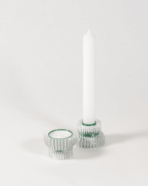 Warren & Laetitia - Double Candle Holder (Short) - Forest Green