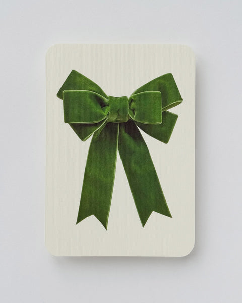 Canonbury Press - Green Velvet Bow Greeting Card