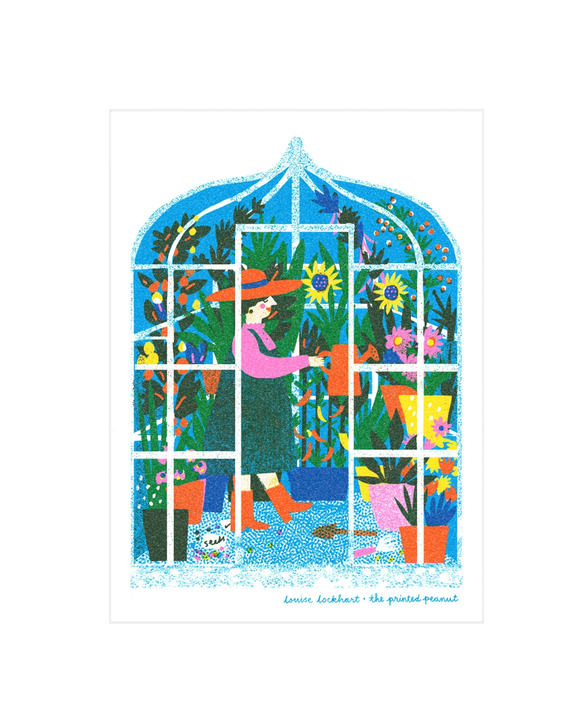 The Printed Peanut - Greenhouse A4 Risograph Art Print