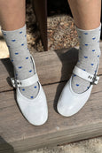 Le Bon Shoppe - Sneaker Socks - Hearts - Melange Grey / Cobalt
