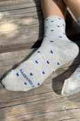Le Bon Shoppe - Sneaker Socks - Hearts - Melange Grey / Cobalt