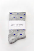 Le Bon Shoppe - Sneaker Socks - Hearts - Melange Grey / Cobalt