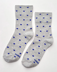 Le Bon Shoppe - Sneaker Socks - Hearts - Melange Grey / Cobalt