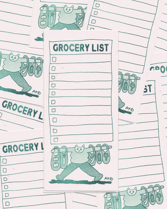 Always Friends - "One Trip Cat!" Riso Grocery List Notepad