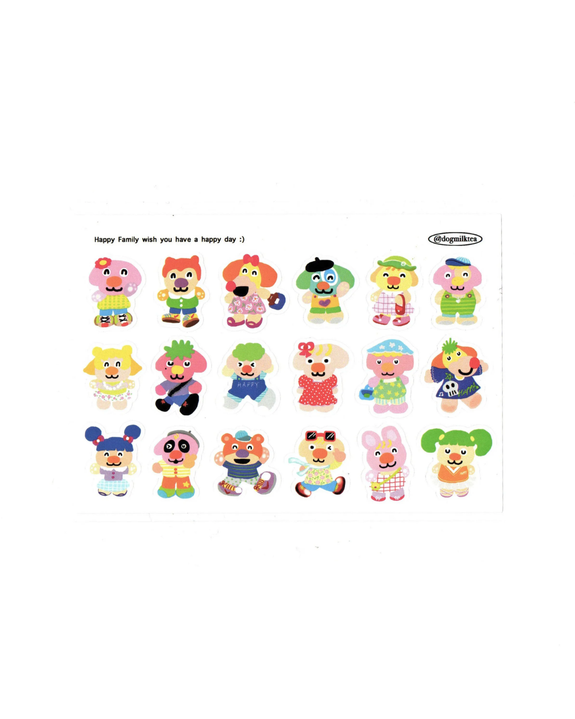 dogmilktea - Sticker Sheet - Happy Family