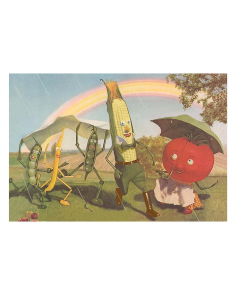 Found Image Press - Happy Vegetables Walking Postcard