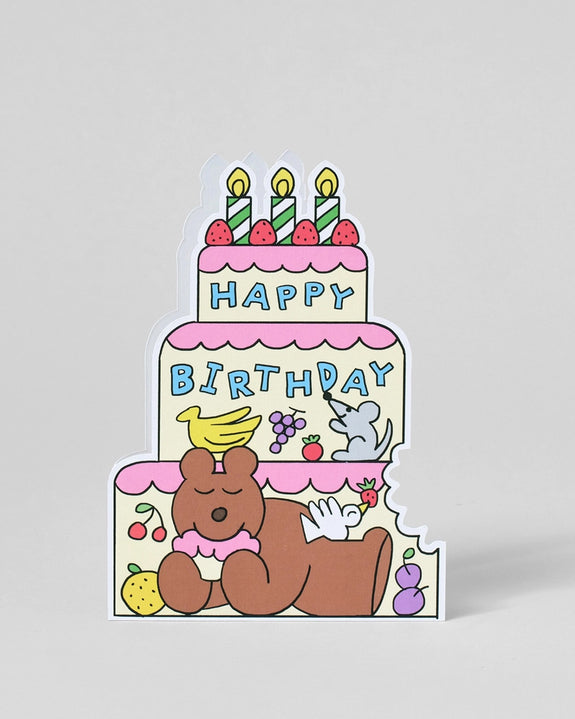 Wrap - Birthday Cake Bear Shaped Card