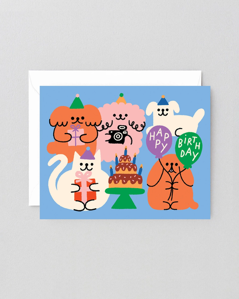 Wrap - Happy Birthday Animal Party Kids Greeting Card