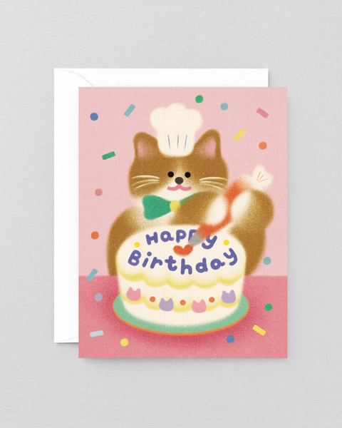 Wrap - Happy Birthday Baking Cat Kids Greeting Card