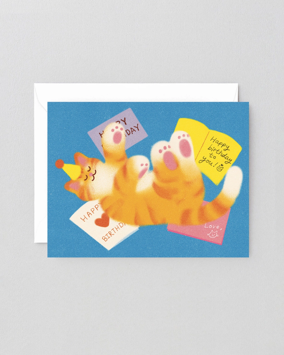 Wrap - Happy Birthday Cat Letters Kids Greeting Card