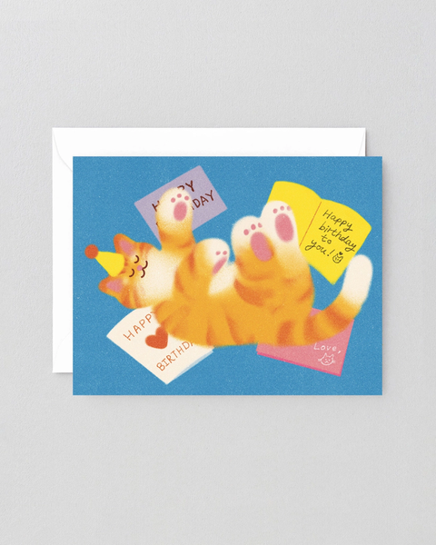 Wrap - Happy Birthday Cat Letters Kids Greeting Card
