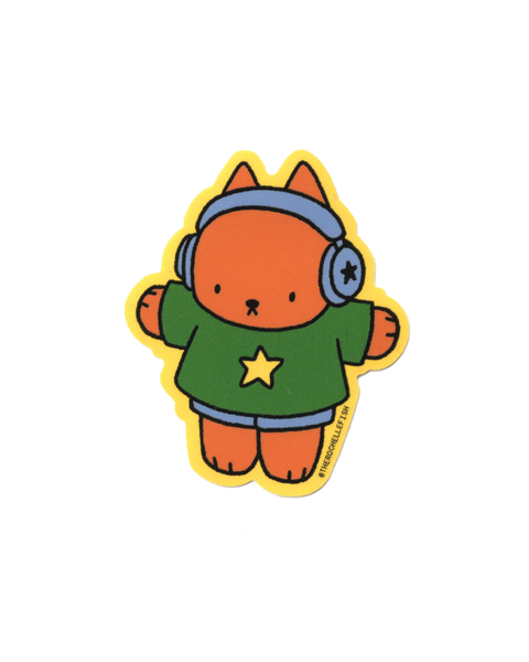 Rochelle Oh - Headphone Cat - Flake Vinyl Sticker