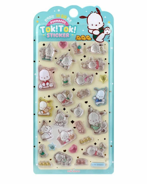 Sanrio Characters Tok! Tok! 3D Puffy Stickers - Pochacco