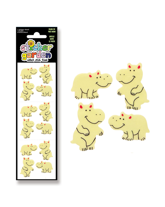 Sticker Garden - Glow in the Dark Hippos Stickers