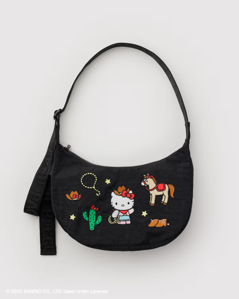 Baggu - Medium Nylon Crescent Bag - Embroidered Hello Kitty Western