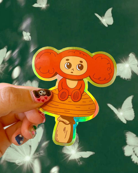 Inner Peach Design - Mushy Cheby Holographic Sticker