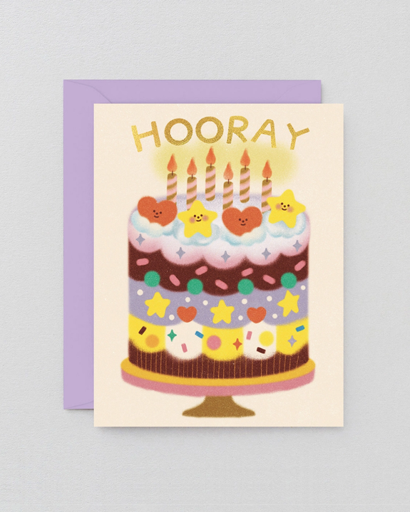 Wrap - Hooray Happy Birthday Cake Kids Greeting Card