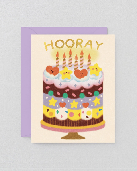 Wrap - Hooray Happy Birthday Cake Kids Greeting Card