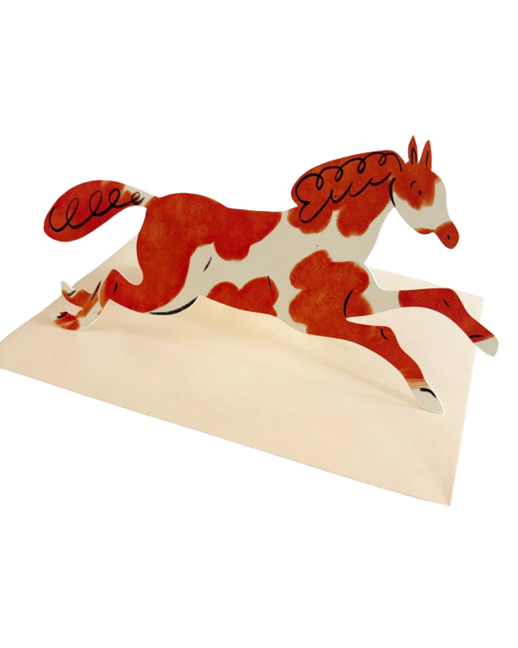 Kitty Kenda Papergoods - Wild Horse Shaped Greeting Card - Painted Brown