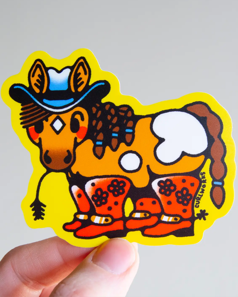 Curlworks - Horse in Boots - Vinyl Sticker
