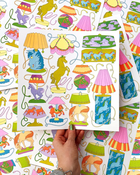 Maddie Fischer - Horse Lamps Riso Print