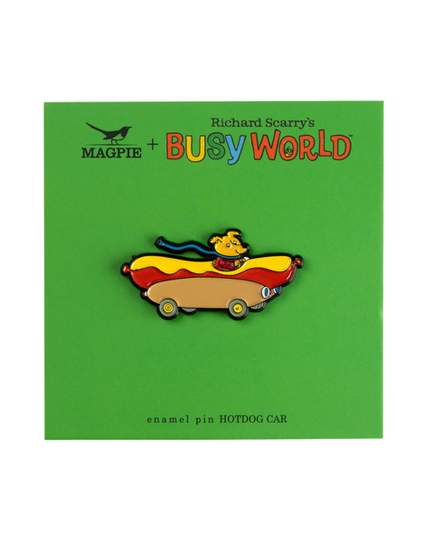 Magpie X Richard Scarry - Enamel Pin - Hotdog Car